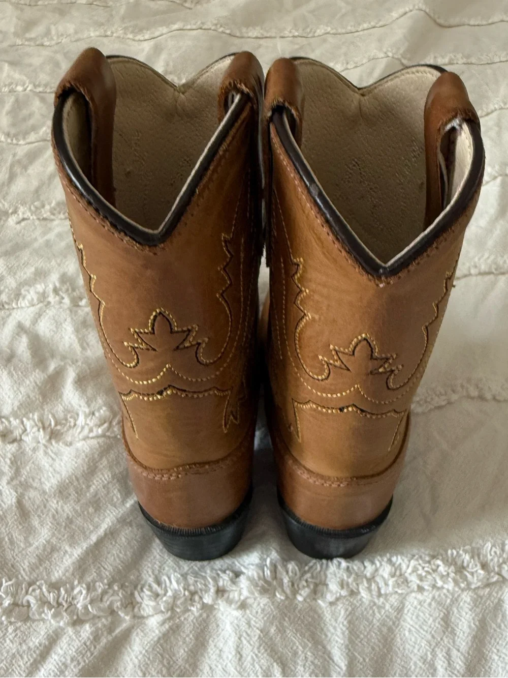 Old West Tan Leather Western Boots - 7T